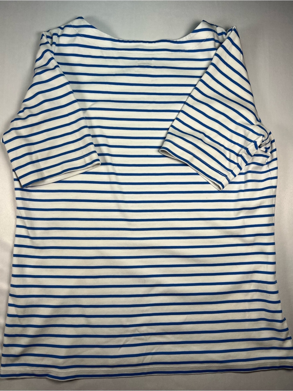 L.L. Bean White Top with Blue Stripes